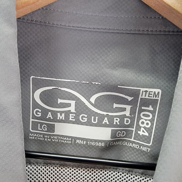 Game Guard Shirt Mens Large 1084 Pockets LOGO Long Sleeve Gray Button Down - Picture 6 of 9